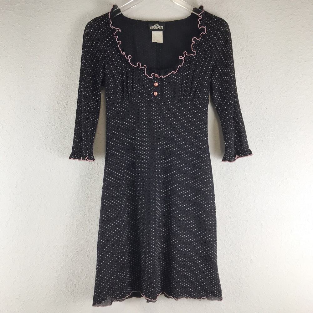 Vintage 90s Y2K Micro Polka Dot Sheer Mesh Babydoll Dress Whimsigoth S/M READ